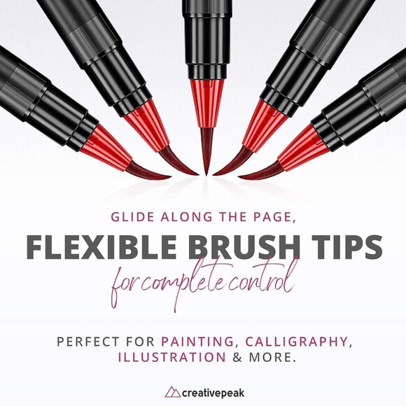 Watercolor Brush Pens - 72 Vibrant Soft Tip Coloring Markers with 4 Blending Bru - Picture 7 of 8